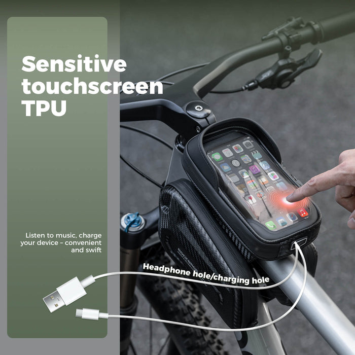 ​ROCKBROS Bike Frame Bag – Phone Storage with Touch Screen Access (Water-Resistant)
