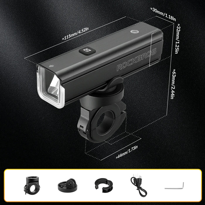 rockbros 1500-lumen aluminium front bike light