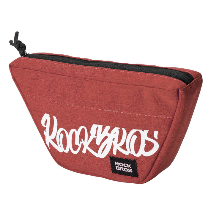 ROCKBROS trapezoid-shaped bike handlebar bags with waterproof design and spacious storage for cycling essentials. #Color_Red