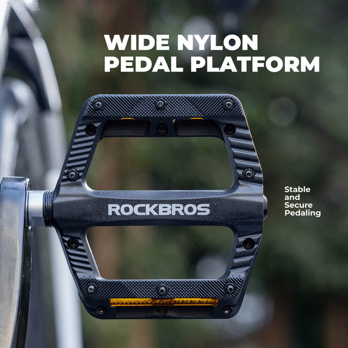 ROCKBROS BP2501 9/16 inch aluminium alloy bike pedals with anti-slip surface, durable and lightweight design.#Color_Black