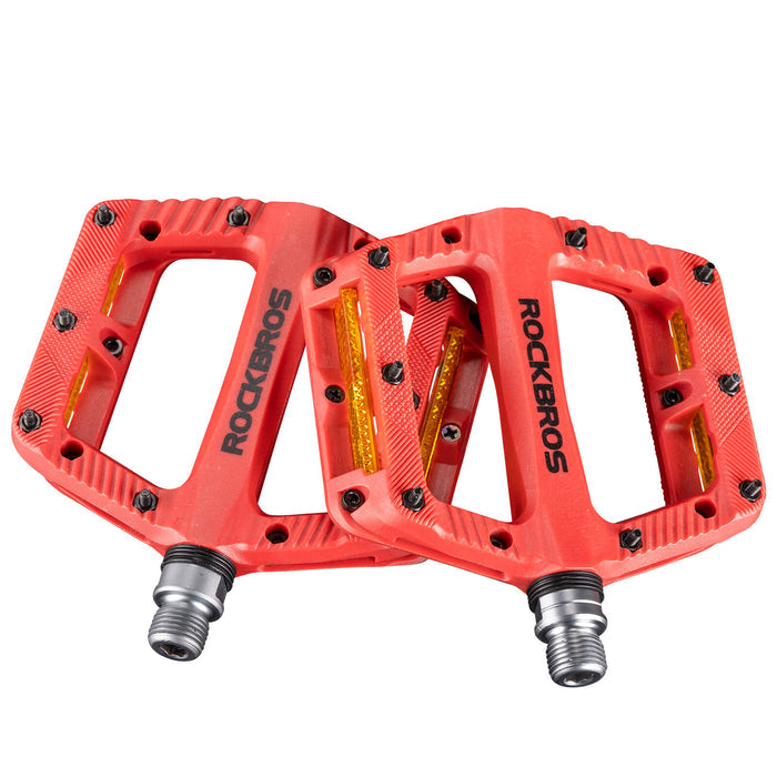 ROCKBROS BP2501 9/16 inch aluminium alloy bike pedals with anti-slip surface, durable and lightweight design.#Color_Red