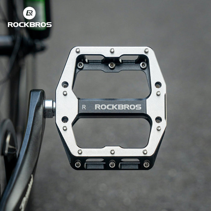 ROCKBROS_Bicycle_Pedals_Mountain_Bike_GRAVELBIKE_Aluminum_Alloy_Bearing_DH_Wider_Speed_High_Strength_Pedals #Color_Black