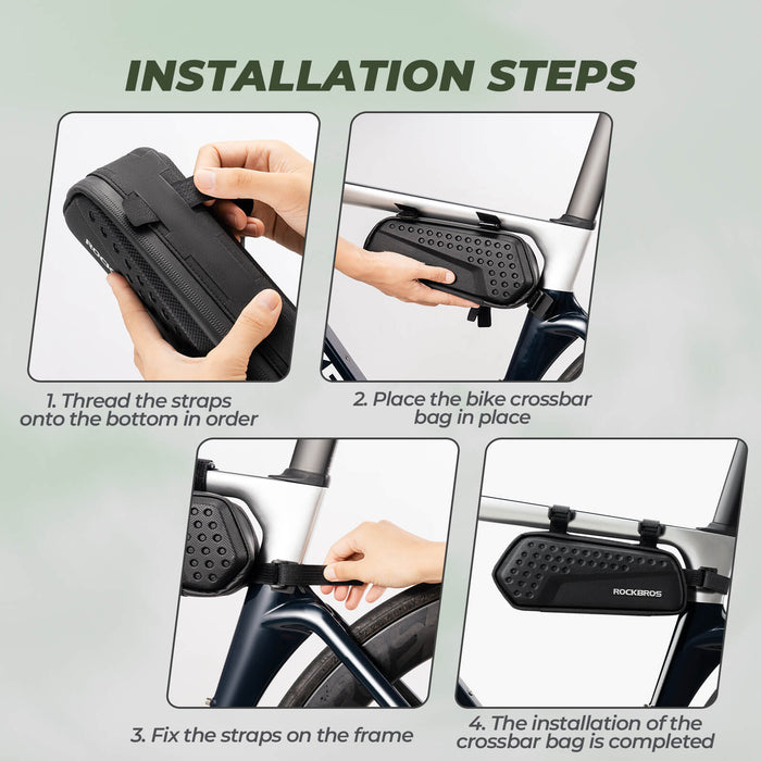 ​ROCKBROS Bike Frame Bag – Compact 1.1L Storage (Black, Water-Resistant)