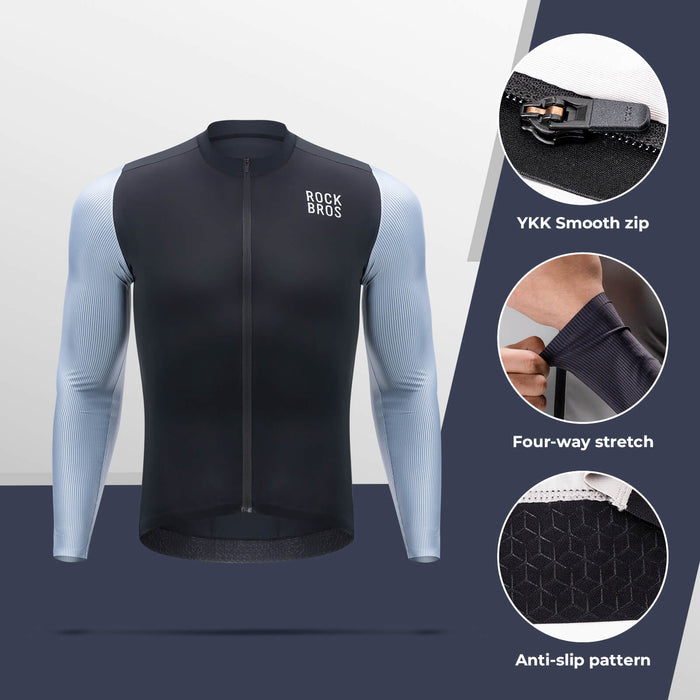 ROCKBROS Men's Long-Sleeve Cycling Jersey – Performance Meets Comfort!​ #Color_Black