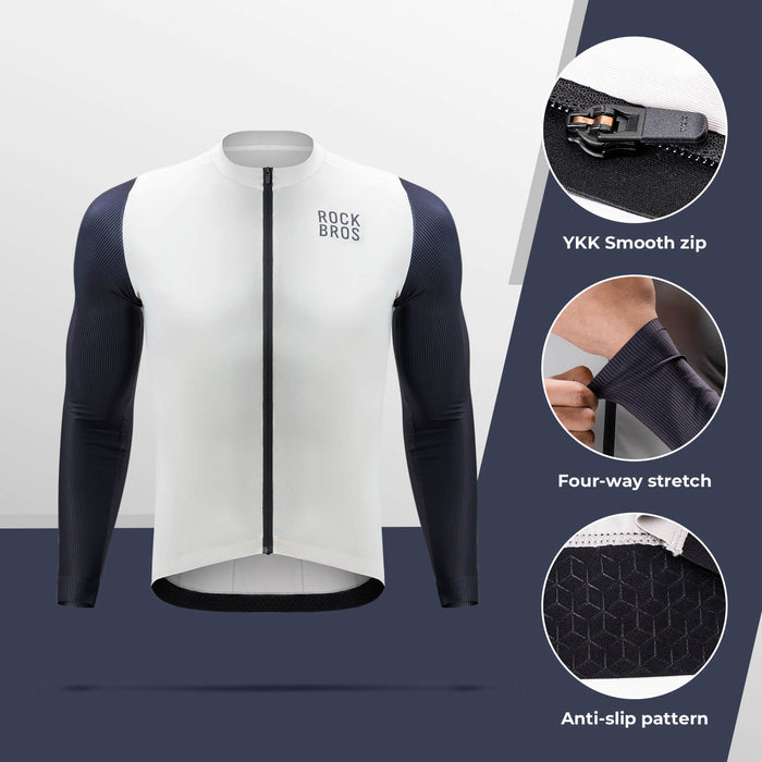 ROCKBROS Men's Long-Sleeve Cycling Jersey – Performance Meets Comfort!​ #Color_White