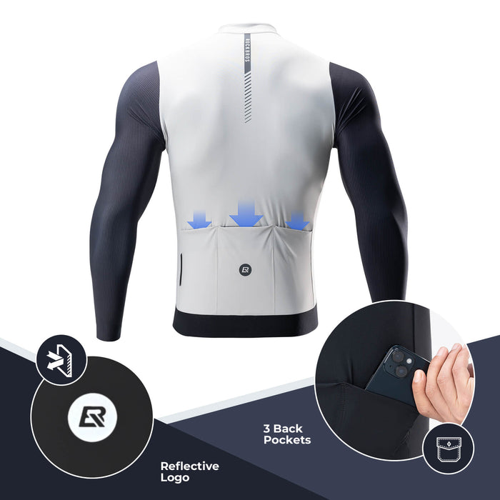 ROCKBROS Men's Long-Sleeve Cycling Jersey – Performance Meets Comfort!​ #Color_White