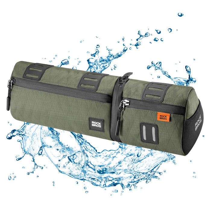 ROCKBROS versatile 2 in 1 bike bag, waterproof handlebar bag with shoulder strap, practical and durable for cycling. #Color_Army Green