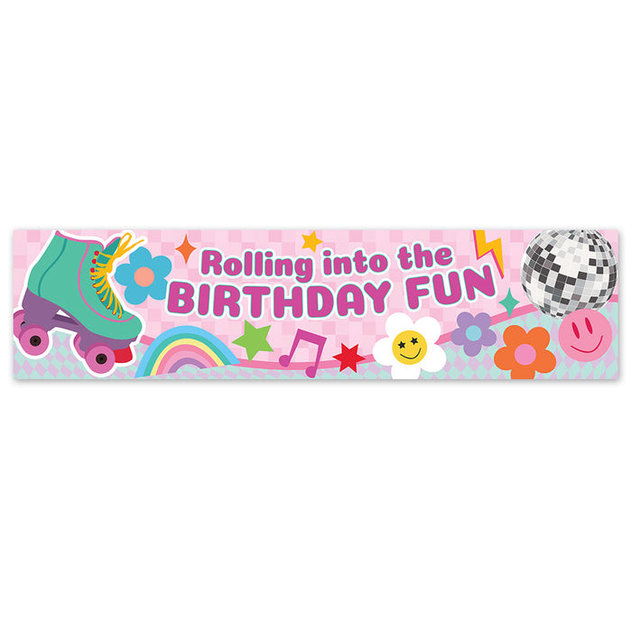 Rolling into the Birthday Fun Roller Skate Banner - 120cm x 30cm
