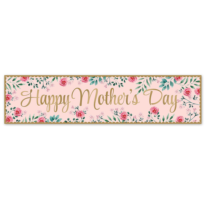 Rose Floral Gold Happy Mother's Day Banner - 120cm x 30cm