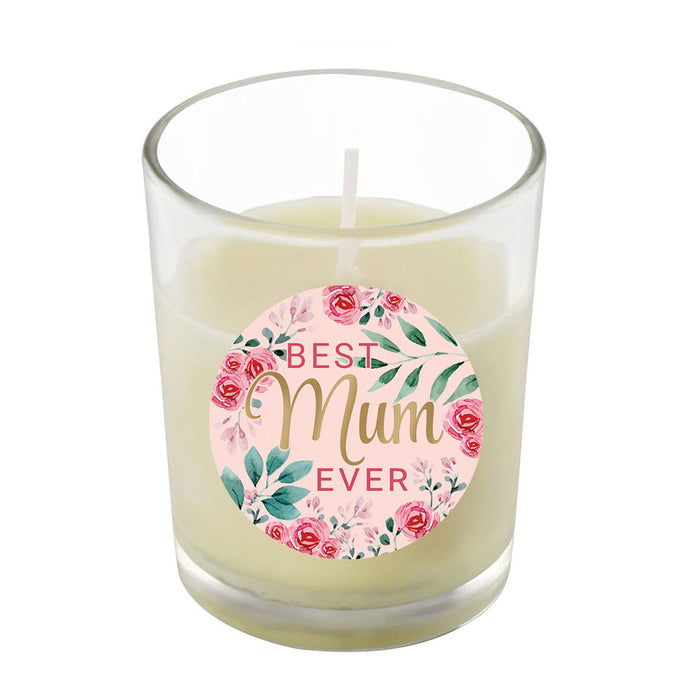 Rose Floral Gold Mother's Day Unscented Clear Glass Candle - 6.5cm - Each