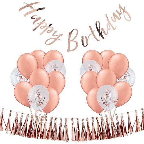 Rose Gold Birthday Decoration Pack