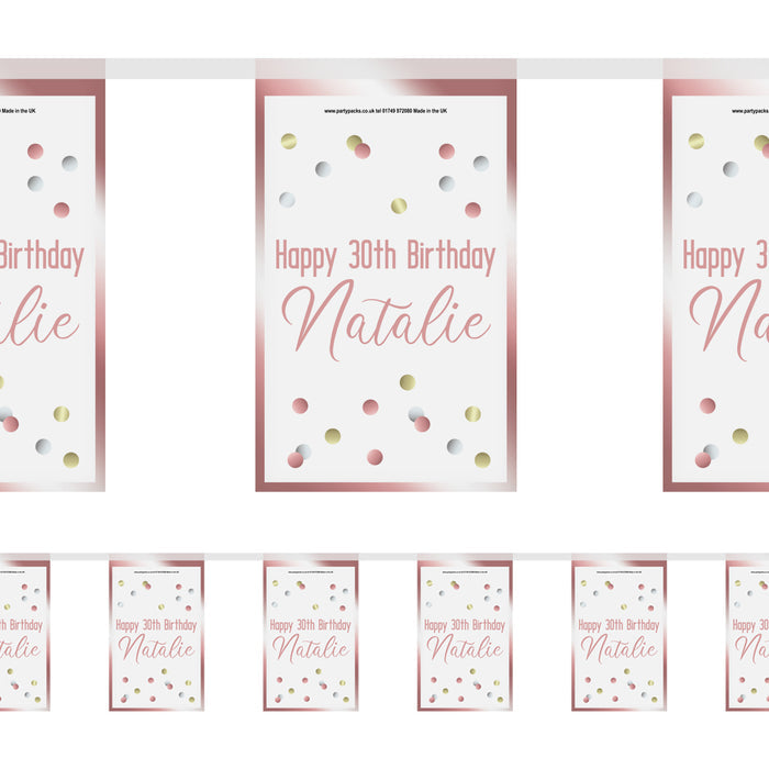 Rose Gold Birthday Glitz Personalised Bunting - 3m