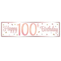 Rose Gold Glitz 100th Birthday Banner - 120cm x 30cm