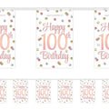 Rose Gold Glitz 100th Birthday Paper Bunting Decoration - 2.4m
