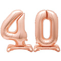 Rose Gold Number 40 Air-Fill Standing Balloons - 30"