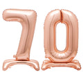 Rose Gold Number 70 Air-Fill Standing Balloons - 30"
