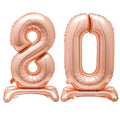Rose Gold Number 80 Air-Fill Standing Balloons - 30"