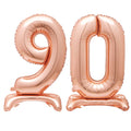 Rose Gold Number 90 Air-Fill Standing Balloons - 30"