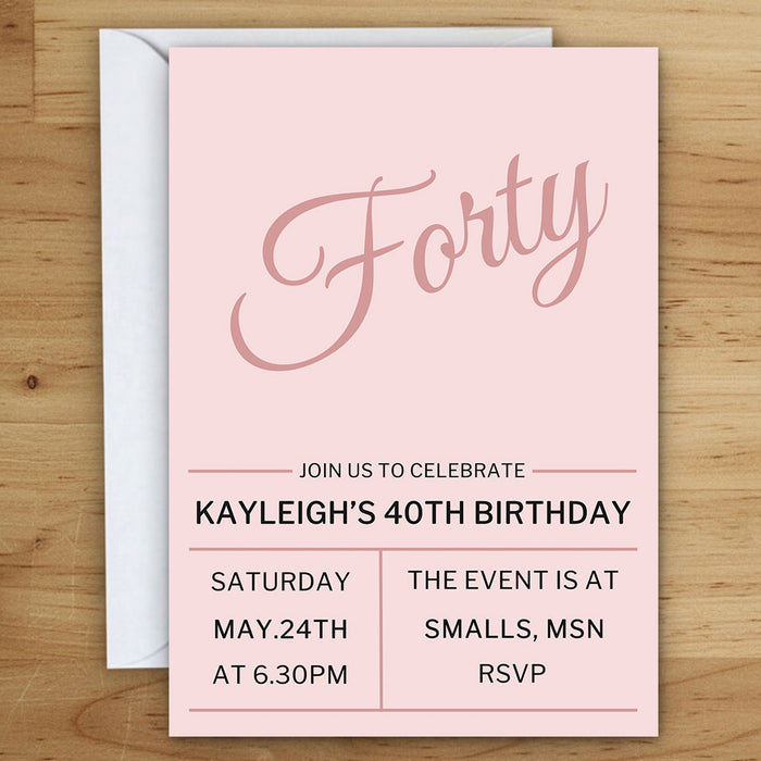 Rose Gold Personalised Invitations - Pack of 16
