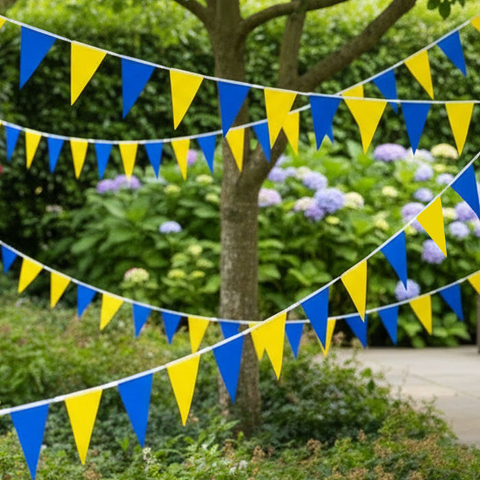 Royal Blue and Yellow Fabric Bunting - 54 Flags - 20m