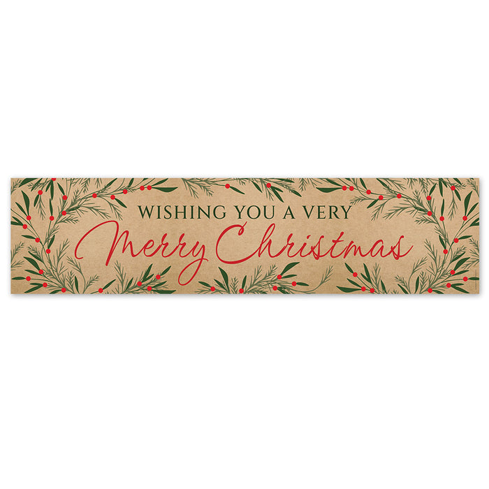 Christmas-themed decorative banner with 'Wishing you a very Merry Christmas' text on a white background.