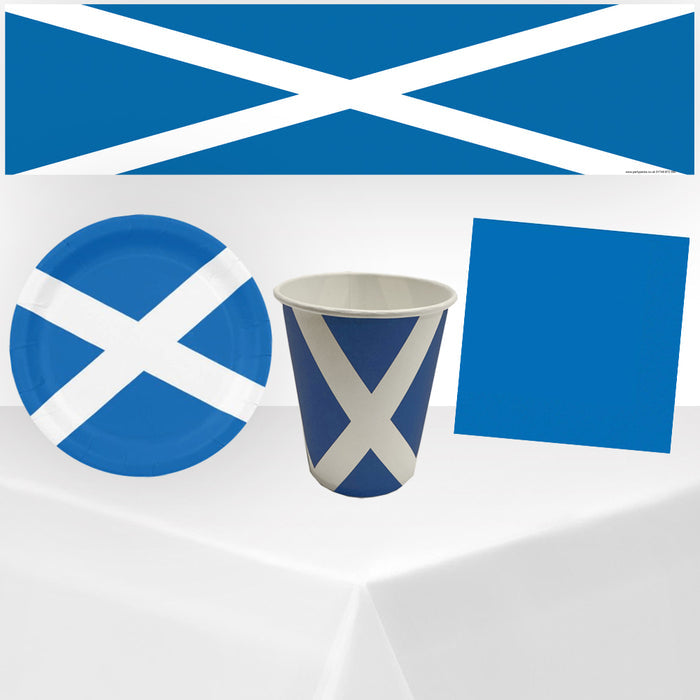 Scotland Flag Scottish St. Andrew's Tableware Pack for 6 with FREE Banner!