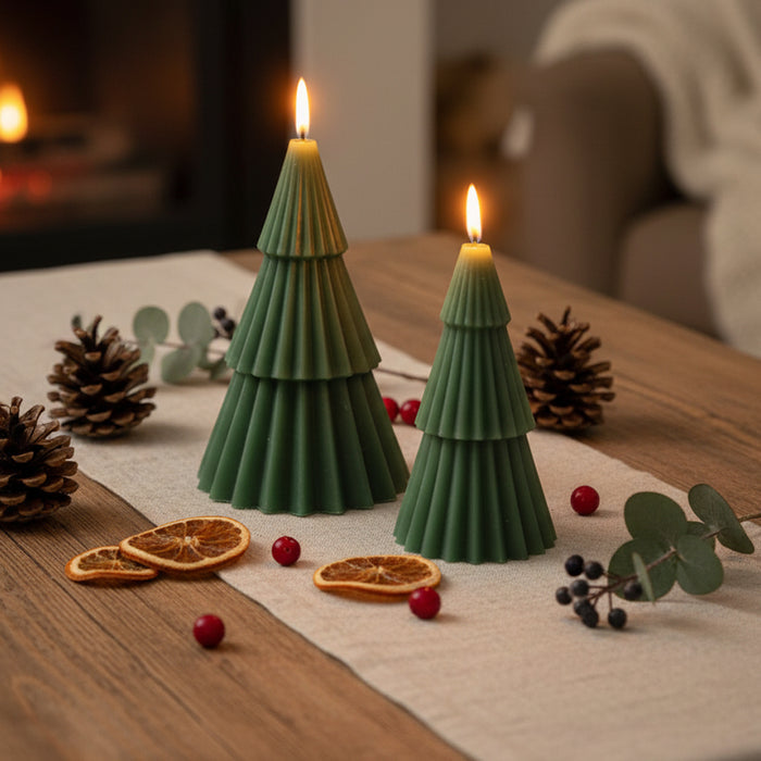 Set Of 2 LED Christmas Tree Candles - 18cm