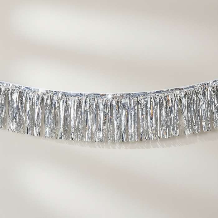 Silver Foil Fringe Banner on Wall
