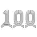 Silver Number 100 Air-Fill Standing Balloons - 30"