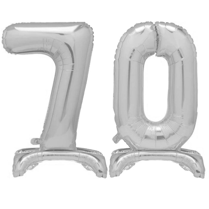 Silver Number 70 Air-Fill Standing Balloons - 30"