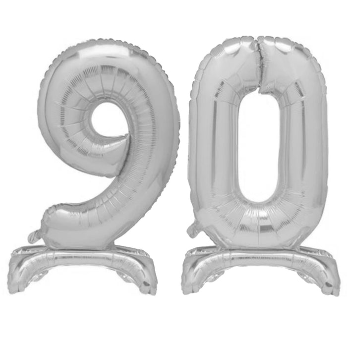Silver Number 90 Air-Fill Standing Balloons - 30"