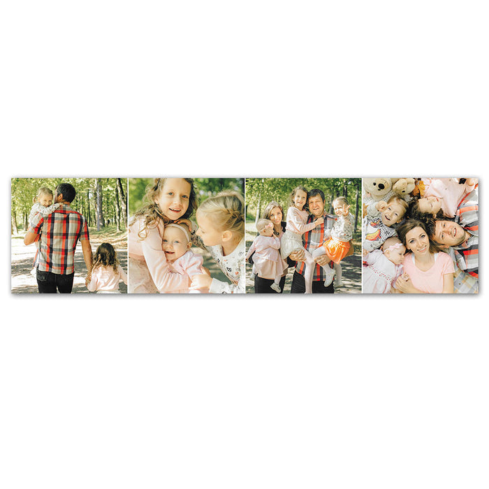 A series of four photos on a banner featuring different individuals in casual settings, indicating a personalized photo banner for celebrations or personal use.