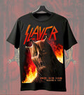 Slayer Hellfire Guitar Graphic T-Shirt | Heavy Metal Music Tee | Regular Dual Print