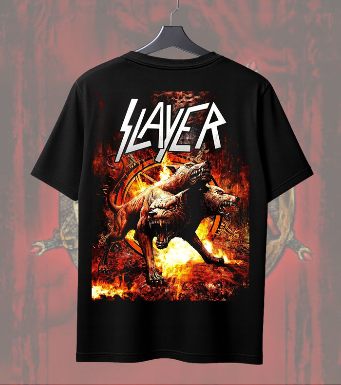 Slayer Hellhound Apocalypse T-Shirt | Heavy Metal Music Graphic Tee | Front & Dual Print