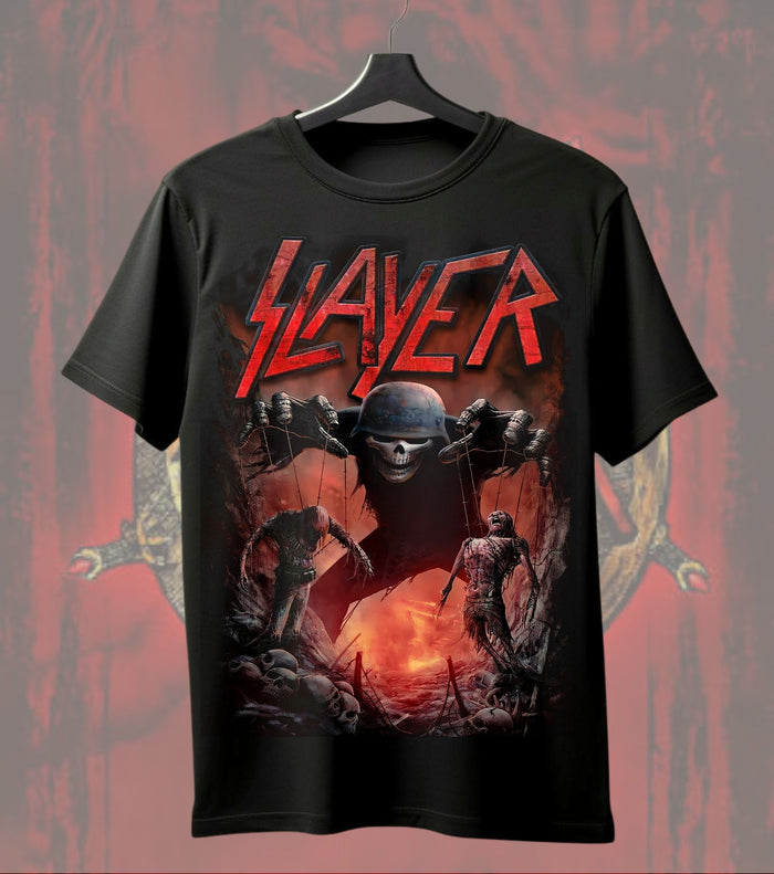 Slayer Puppet Master Skull T-Shirt | Heavy Metal Music Graphic | Regular Dual Print