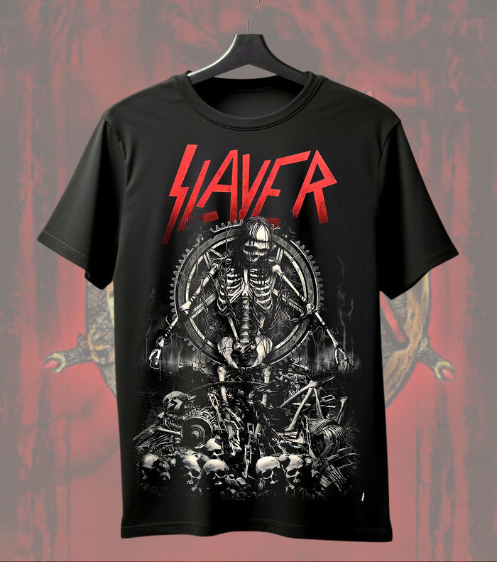 Slayer Skeleton Ritual T-Shirt | Heavy Metal Music Graphic Tee | Front & Dual Print