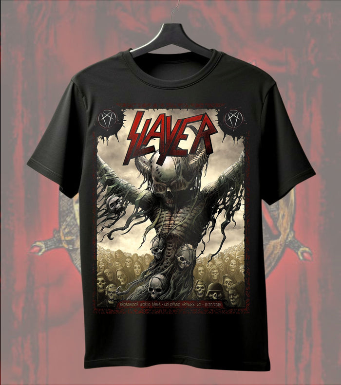 Slayer Skull Demon Graphic Tee | Heavy Metal Music Regular T-Shirt | Front & Dual Print