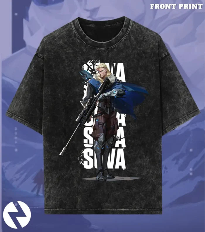 Sova – Hunter’s Focus Valorant Acid Wash Tee | Bold Gamer Streetwear - Valorant