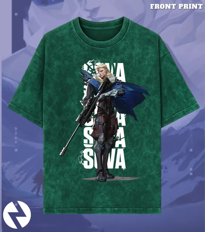 Sova – Hunter’s Focus Valorant Acid Wash Tee | Bold Gamer Streetwear - Valorant