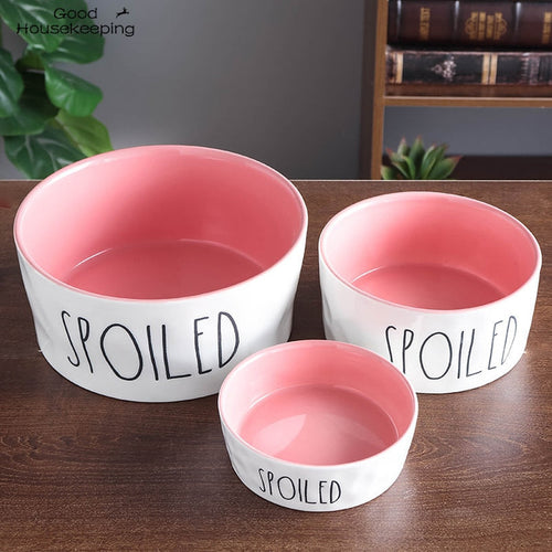 "Spoiled" Ceramic Food and Water Pet Bowls