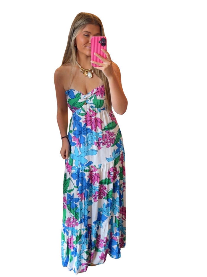 Strapless Floral Dress