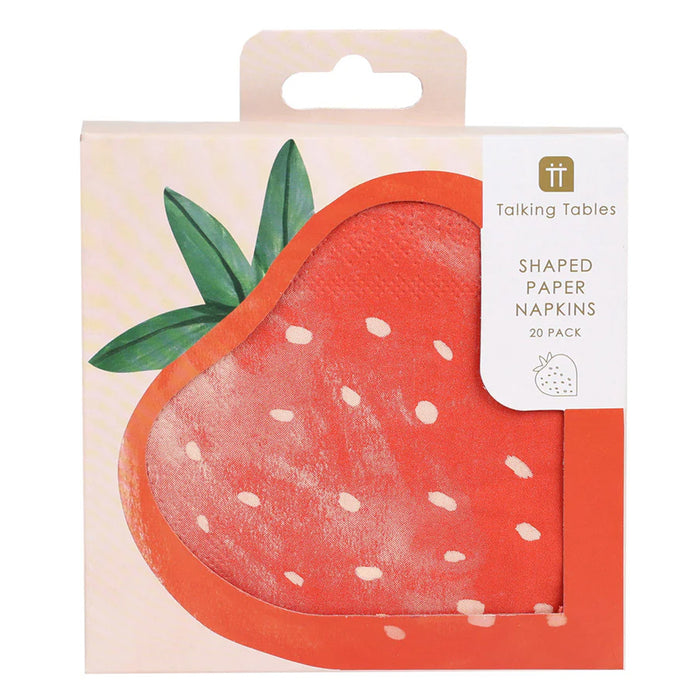 Strawberry Shaped Paper Napkins - Pack of 20