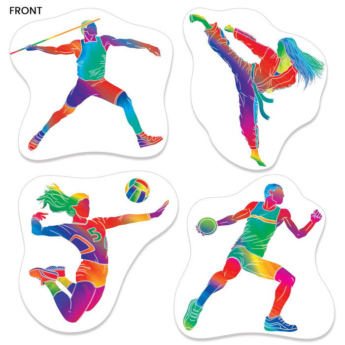Summer Sports Card Cutout Decorations - Double Sided - Pack of 4