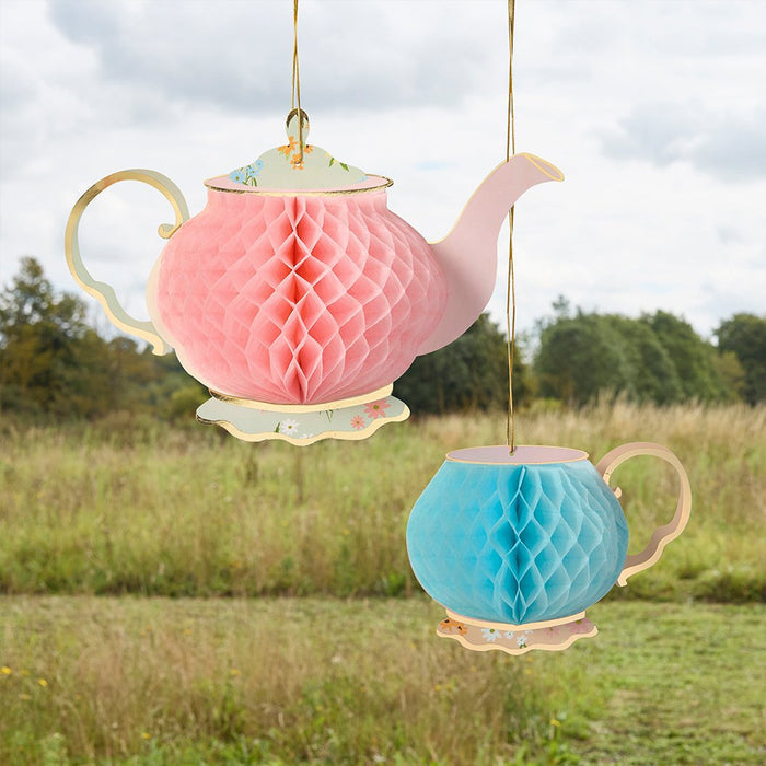 Tea Party Honeycomb Decorations - Pack of 2