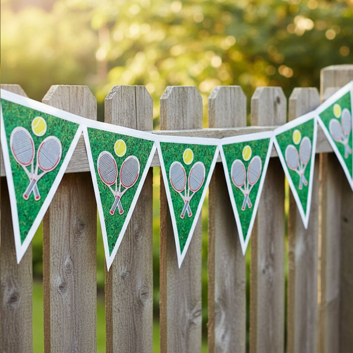 Tennis Plastic Bunting - All-Weather 12 Pennants - 2.24m