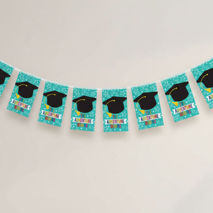 The Adventure Begins Graduation Celebration Paper Bunting Decoration - 2.4m