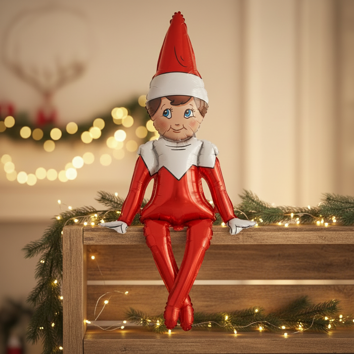 Elf Balloon on Christmas Shelf - No Presents