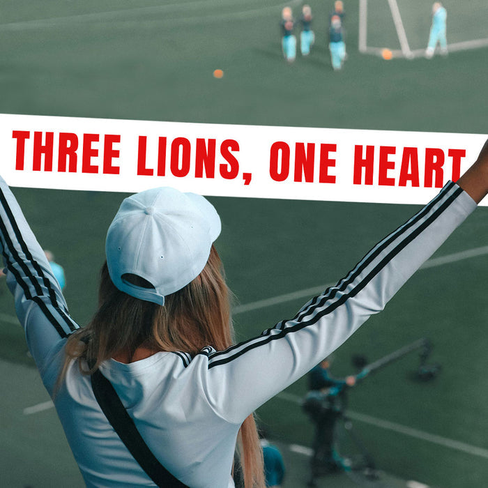 Three Lions One Heart England Football Satin Ribbon Banner - 1m