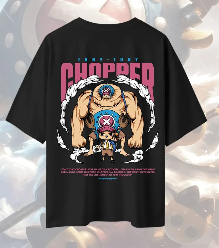 Tony Tony Chopper Oversized T-Shirt – One Piece Anime Tee | Cute x Monster Form Streetwear - Black / XS / 180GSM
