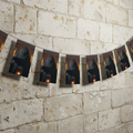 Murder Mystery Bunting on Medieval Stone Wall